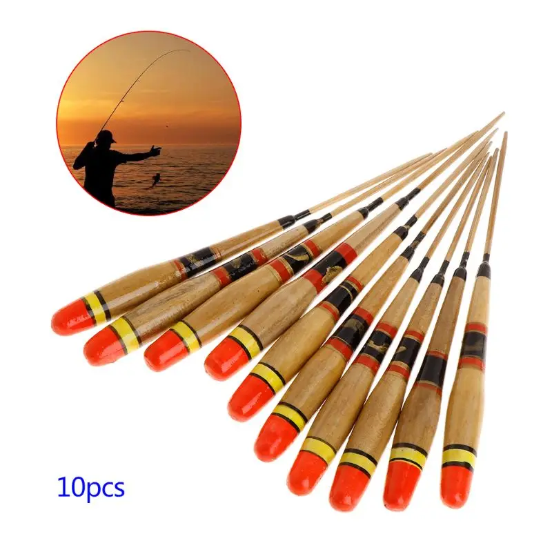 

10 Pcs/Set Wood Natural Fishing Float Buoyancy Buoy Fluorescent Stick Fish Floats Tackle Raft Sea Fishing Luminous Accessories