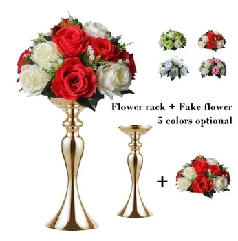 

artificial fake flowers ball with flower rack metal stand Wedding flower Centerpieces Event Table Flowers Vase candlestick