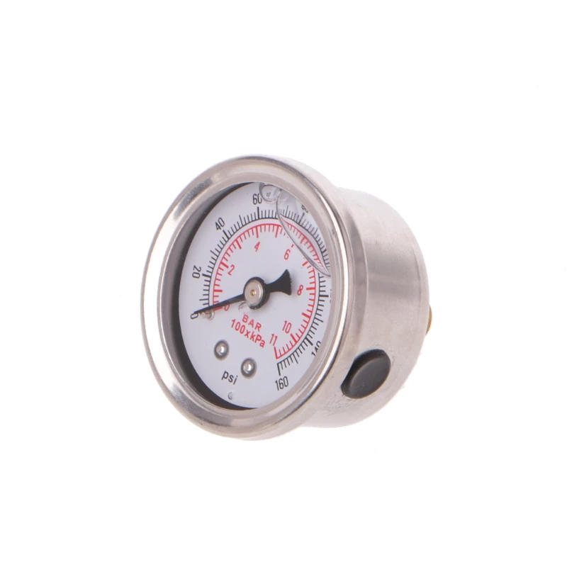 Fuel Pressure Regulator Gauge 0-160 Psi / Bar Liquid Fill Chrome Fuel Oil Gauge