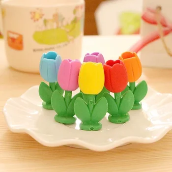 

96pcs/lot Color Beautiful Tulips design Nontoxic Demountable eraser Students' gift prize Kids' Alpinia toy wholesale