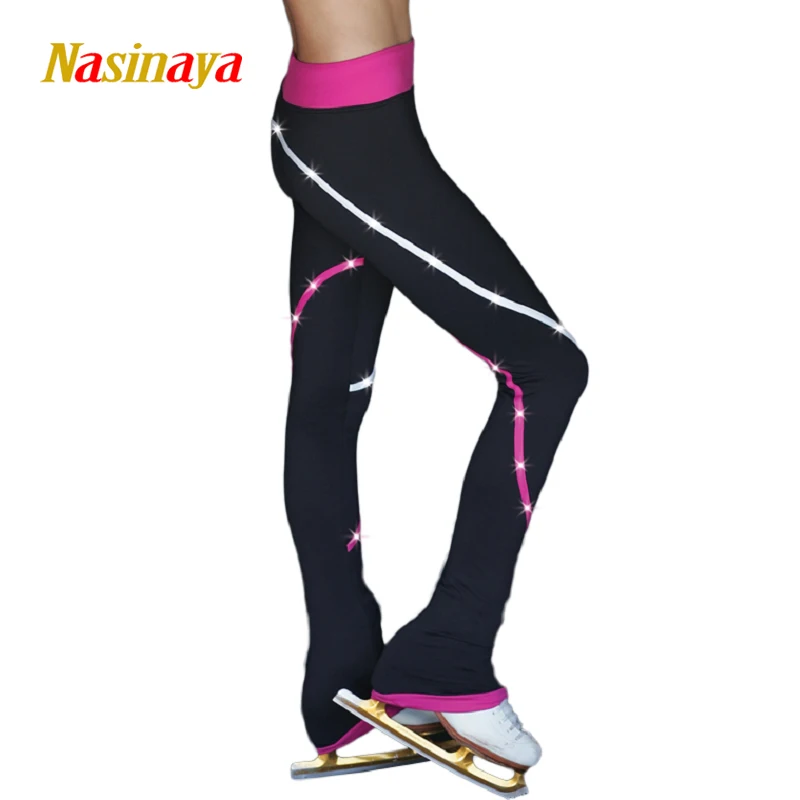 

Customized Custome Ice Skating Long Pants Figure Skating Pants Trousers Fabric Adult Child Girl Performance Rhinestones