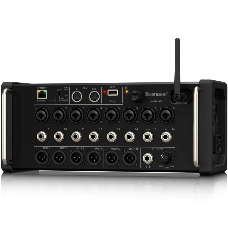

carlpool XR16 16 Channel Digital Mixer for Ipad/Android Tablets 8 Programable Preamps,Integrated Wifi Module&USB Stereo Recorder