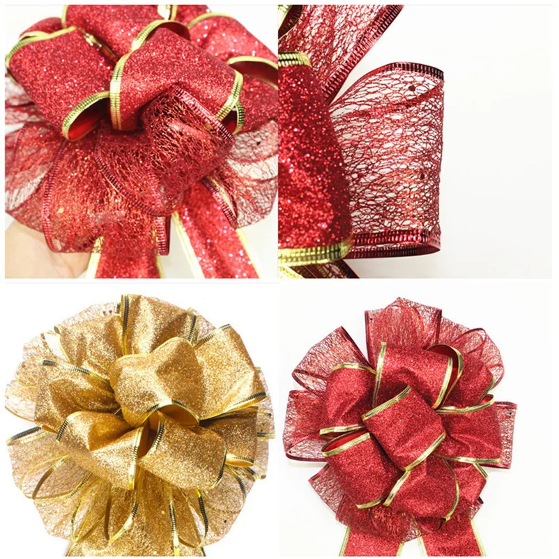 1 PC Large Christmas Bow Red and Gold Bow Bouquet Handcraft Party Decoration christmas decorations for home Tree Ornament N07 (2)