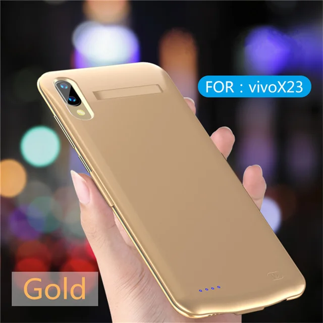 6800 мАч ультра тонкий Резервный блок питания чехол для VIVO X23 power Case Портативный Задний зажим Беспроводное зарядное устройство чехол - Цвет: Золотой