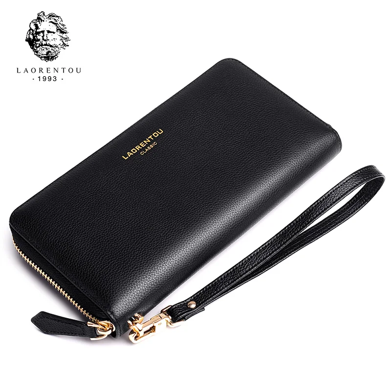 

LAORENTOU Brand Female Genuine Leather Long Wallet Women Simple & Stylish Long Purse Lady Card Holder Wallet Zipper Cluth Bags