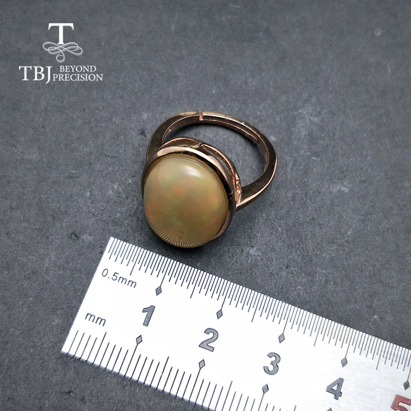 TBJ, простой, натуральный желтый цвет 7.4ct кольцо с большим опалом 925 стерлингового серебра ювелирные украшения для женщин, хорошее ювелирное изделие, хороший подарок для жены
