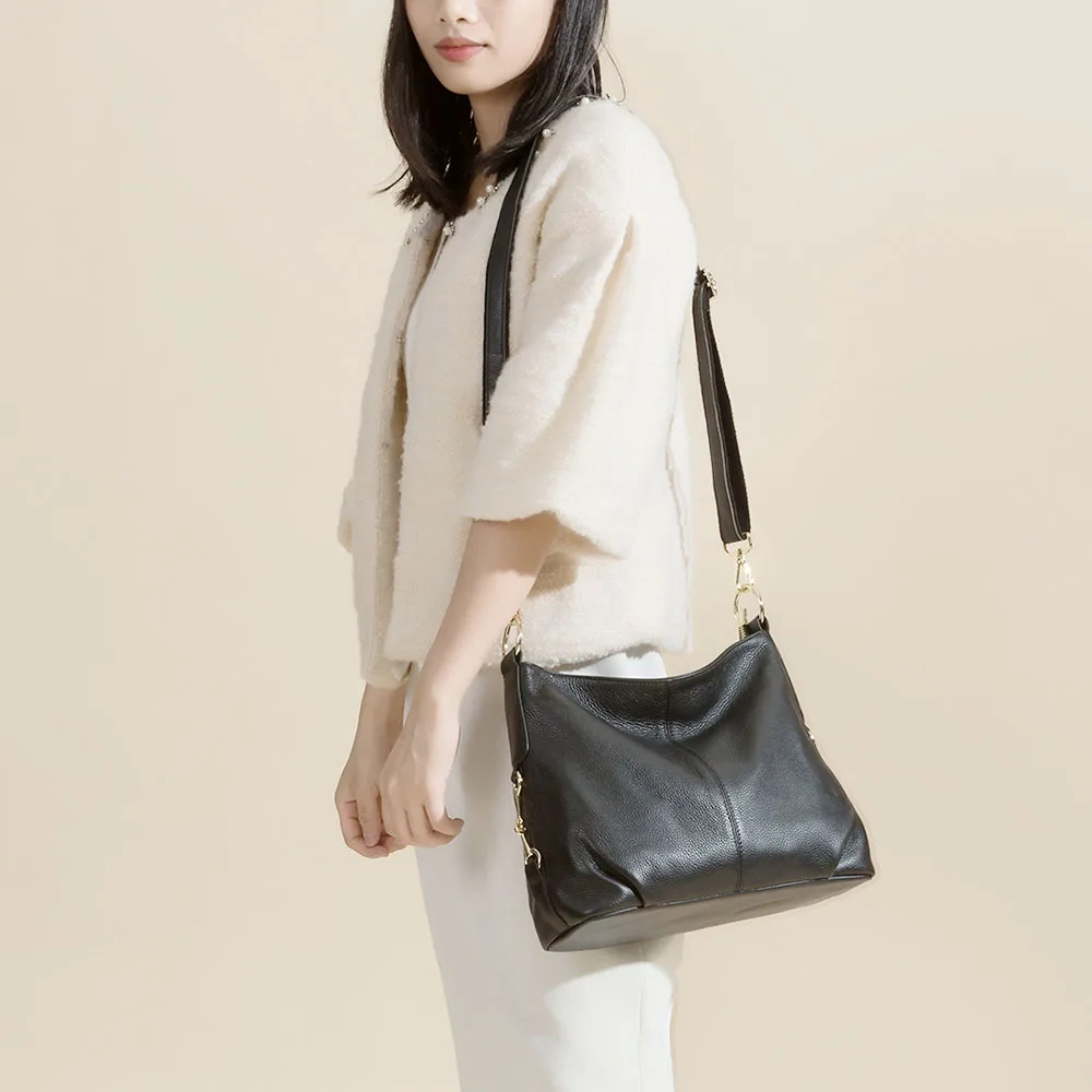 Tanie Zency nowy Model kobiet torba na ramię 100% prawdziwej skóry torebki klasyczny czarny Hobos mody pani listonoszówka Crossbody