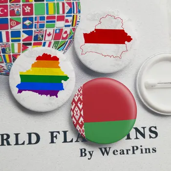 

Belarus Flag Map Tin Button Pins LGBT Gay Rainbow Pride Tin Button Badges