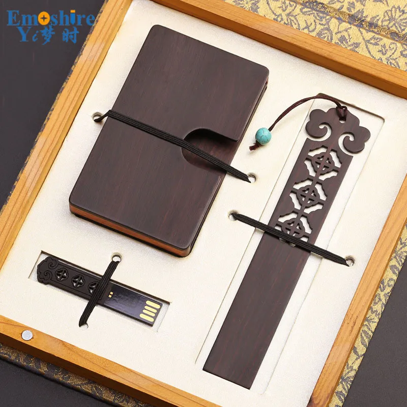 

Redwood Bookmark Set Retro Card Case 8GB Wooden U Disk China Style Bookmark Creative Office Gift Custom Logo M013