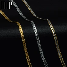 Хип-хоп позолоченная цепочка из нержавеющей стали с кубинским звеном, Трендовое колье длиной 50 см, плоская цепочка в виде змеи для Мужчин, Ювелирные изделия