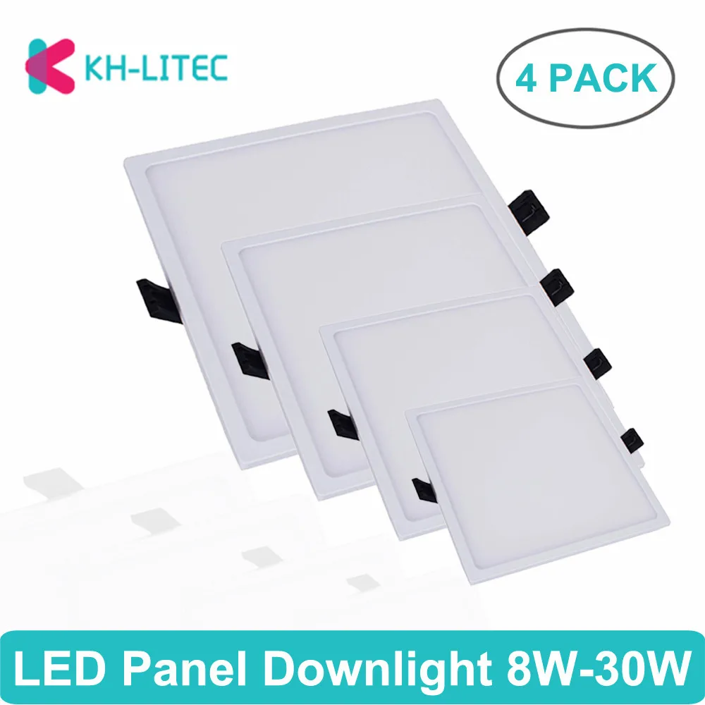 

KHLITEC 4 PACK Ultra Thin Led Downlight 8w 16w 22w 30w Led Ceiling Recessed Surface Mounted Slim Round Square Led Panel Light