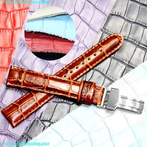 16mm Nice Brown All Genuine Leather Unisex Croco Watch Band Straps WB1037B16GB