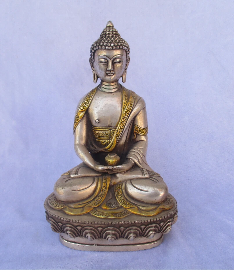 

100% Tibet Silver Gold gilt Buddha statue ,High 20CM,wide13CM