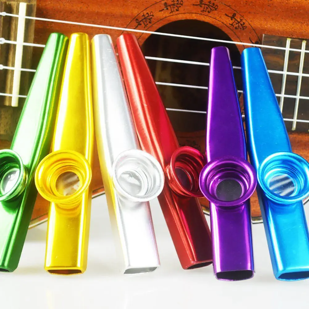 Набор из 6 цветов металлический казу Музыкальные инструменты хороший компаньон для Гавайская гитара отличный подарок для детей любителей музыки