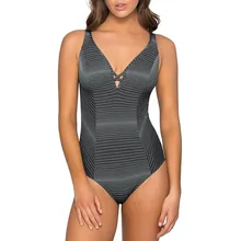 CHAMSGEND женский сексуальный без рукавов, без бретелек и без спинки полосатый принт пляжный купальник бикини модный тонкий цельный купальник