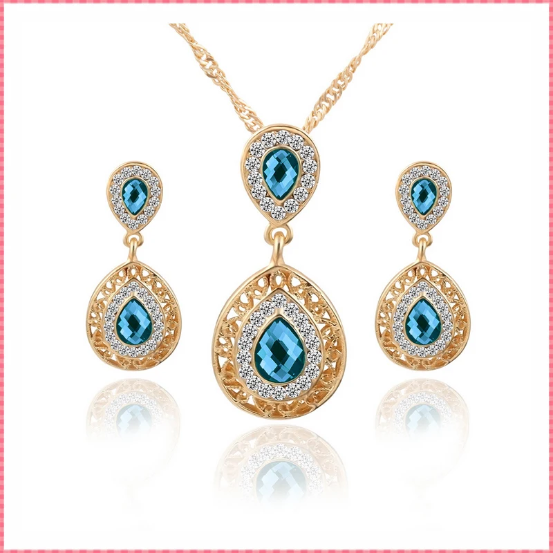 Женский свадебный ювелирный комплект из колье и серёг с кристаллами|bridal wedding jewelry