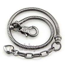 10 шт./лот черный серый цвет с красноватым отливом Цвет Омаров застегивающийся браслет-змейка шарм браслеты с сердечками и кольцеобразные браслеты для европейских бусины ювелирных украшений Hand-Made PP22