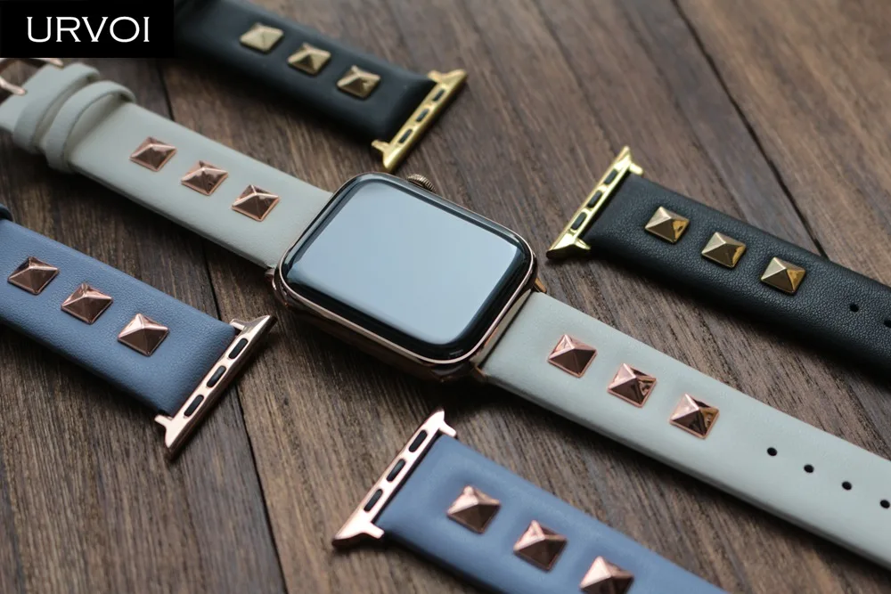 URVOI кожаный ремешок с шипами для apple watch series 5 4 3 2 1 Swift rockstud ремешок для iWatch наручные в стиле панк ручной работы дизайн