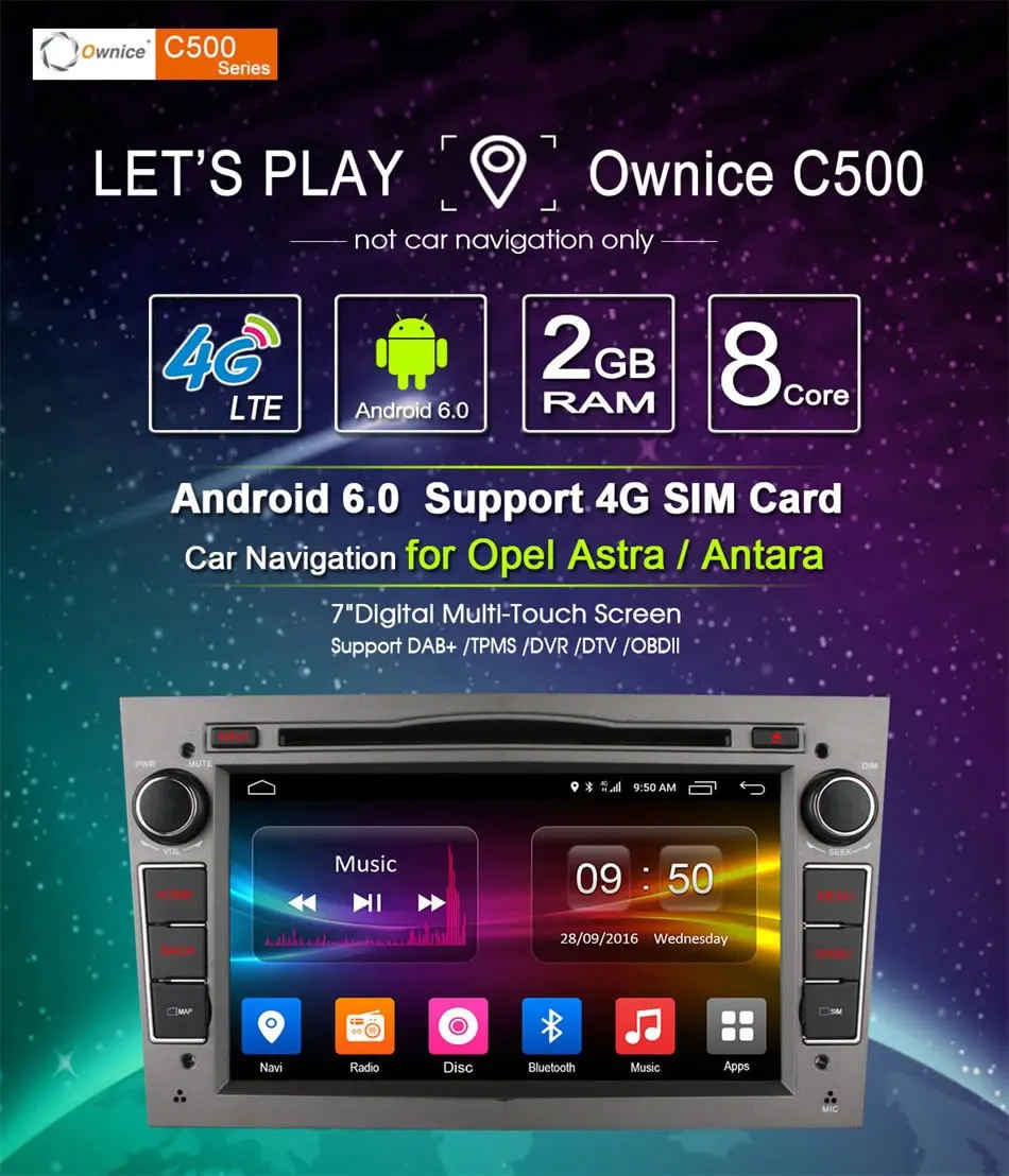 Sale Ownice  Android 6.0 8 Core 2G RAM Car DVD GPS For Vauxhall Opel Astra H G J Vectra Antara Zafira Corsa Support 4G LTE 32G ROM 2