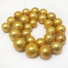 16 дюймов 12-17 мм AA+ большой круглый золотой Эдисон жемчужный набор для браслетов