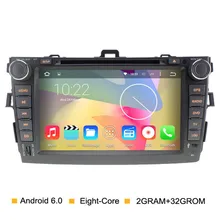 Android 6.0 Eight core 2G RAM Car dvd player for Toyota Corolla 2007 2008 2009 2010 2011 with 1024*600 Capacitive Touch Screen