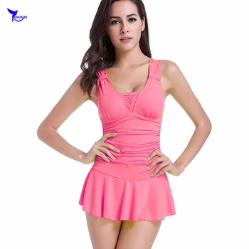 

One Piece Bodysuit 2019 Solid Push Up Padded Brazilian Swimwear Women Cover Belly Swimsuit Retro Bathing Suit Skirts Beach Wear