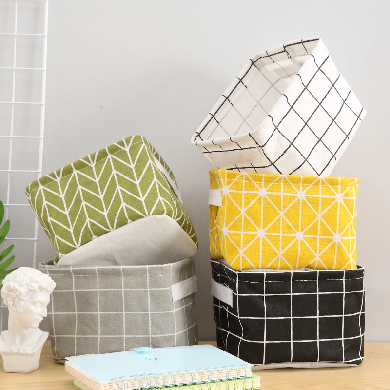 

Cotton Linen Foldable Storage Box Desktop Storage Basket For Toys Sundries Makeup Cosmetics Organizer Jewelry Box Bag Case