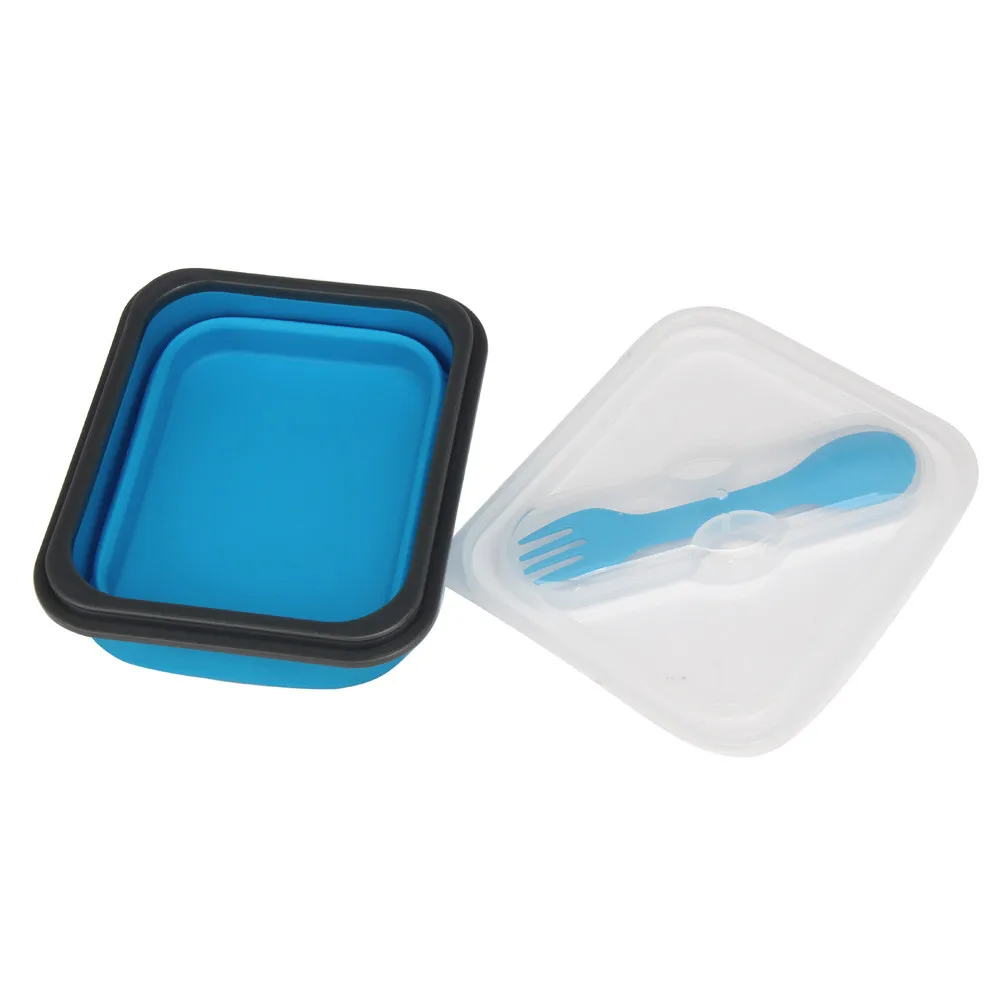 1 шт Цвет модные экологичный силикон складной контейнер для обеда портативный складной пластиковый синий Коробки Кухня инструмент
