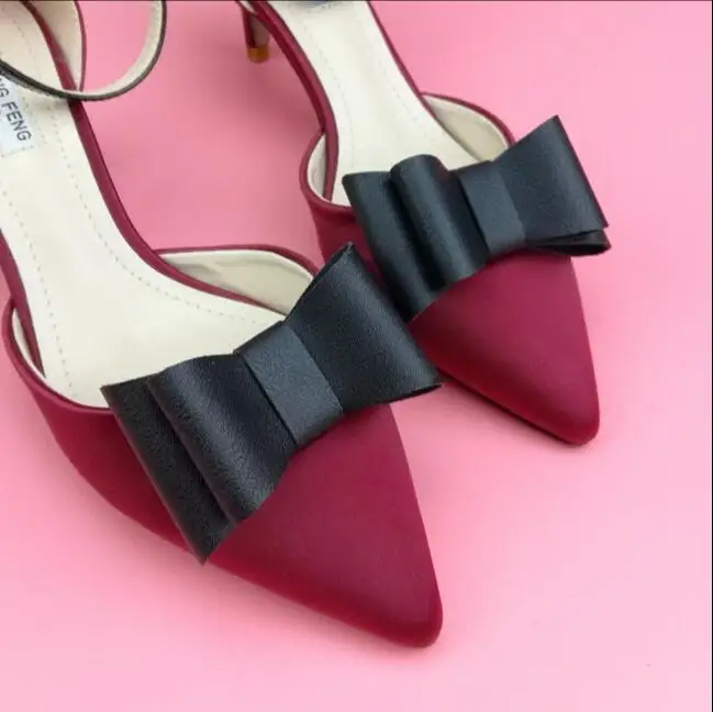 

1 pair of high-end shoes accessories pu leather bow easy to handle shoes decorated removable shoe clip 4.5x7.5CM