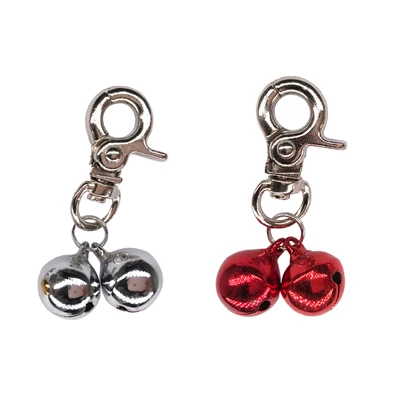 2 шт. никелированные аппаратные средства колокольчики Воротник pet Charm Pet Jewelry кошачий собачий ошейник Воротник с ожерельем с подвесками щенок аксессуары для воротника - Цвет: Silver and Red