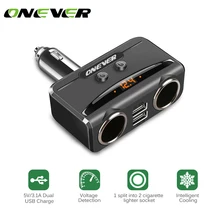 ONEVER автомобиль USB Авто-прикуриватели гнездо Splitter 12 В-24 В Адаптеры питания Макс 5 В 3.1a Dual USB Автомобильное Зарядное устройство с Вольтметр ЖК-дисплей