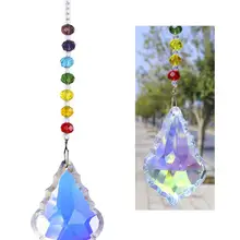 H& D 76 мм кристалл Призма кленовый лист Suncatcher чакра цвета Rondelle бусины Strand дизайн Радуга Защита от солнца для украшения дома
