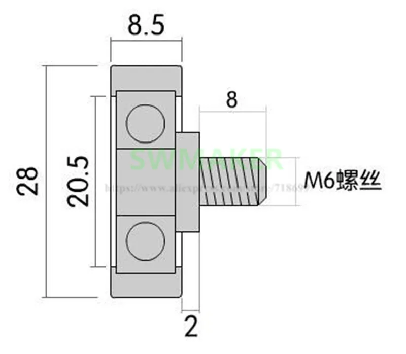 1 шт. 8*28*8,5 мм M8* 28*8,5 мм M6* 28*8,5 мм плоское колесо, подшипник ролик, нейлон POM полиформальдегид шкив