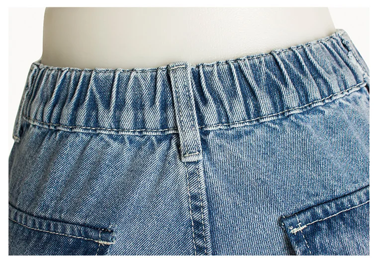 LOGAMI Высокая талия боковой карман Джинсы женские весна осень джинсы стиль сафари Джинсы бойфренда
