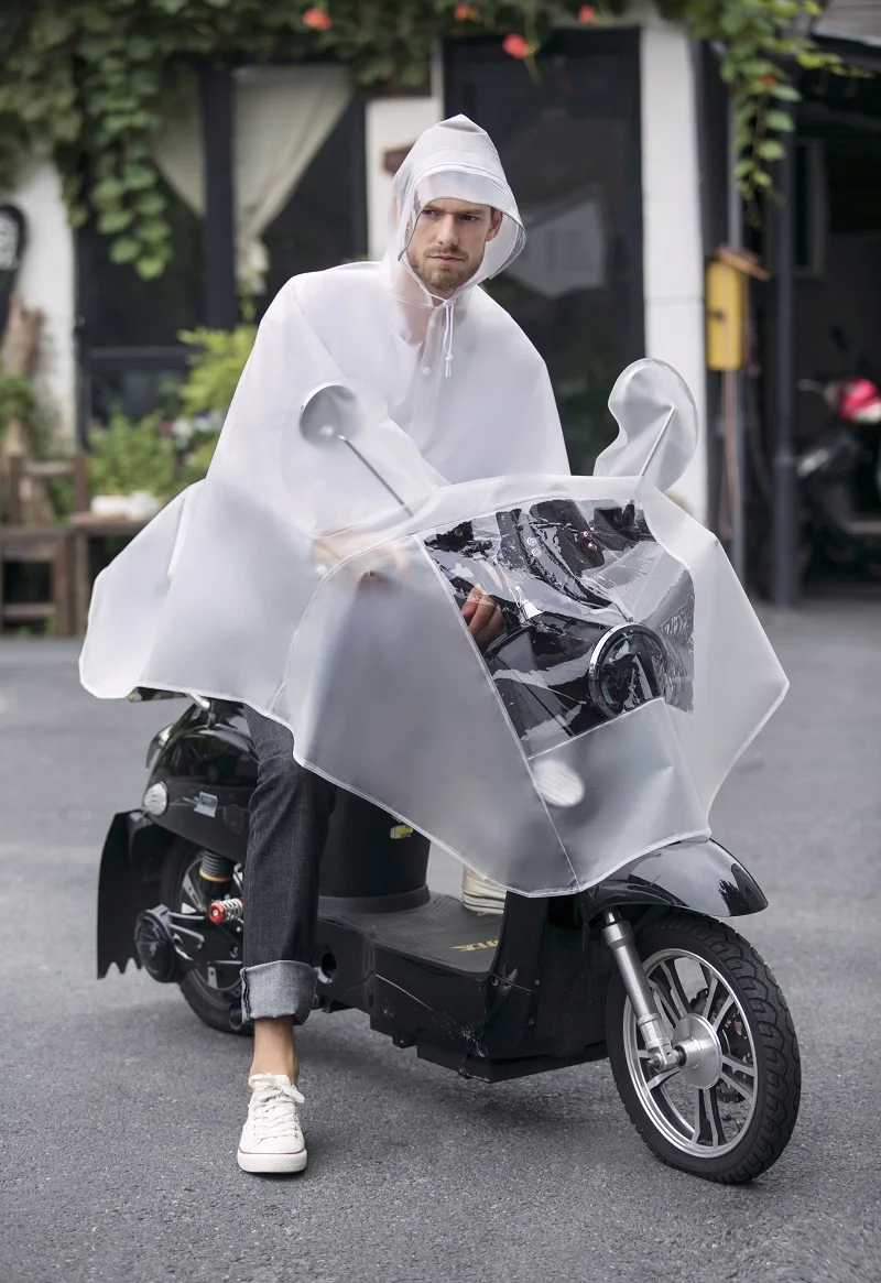 101.2018 new design Cheap to carry Hood Big hat Reflective Strip waterproof Rain Capes Plastic Bicycle Motorcycle Rain Poncho