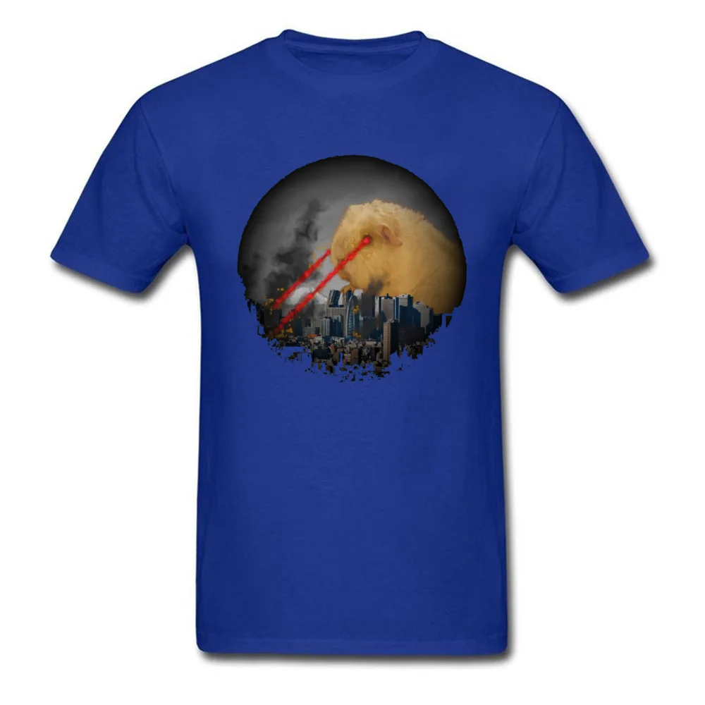 Europe T-shirts Crazy Short Sleeve Fitted Round Collar 100% Cotton Tees Comics Tee-Shirts for Men Summer Fall Wholesale Guinea Pig Attacking Tokyo with Laser Eyes RED blue