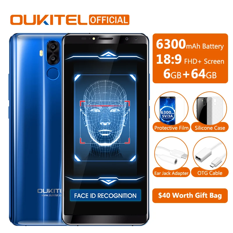 Koop Originele Oukitel K6 MT6763 Octa Core 6g RAM 64g ROM Mobiele Telefoon 6300 mah 5 v 3A gezicht ID NFC 189 FHD Scherm 21MP Smartphone