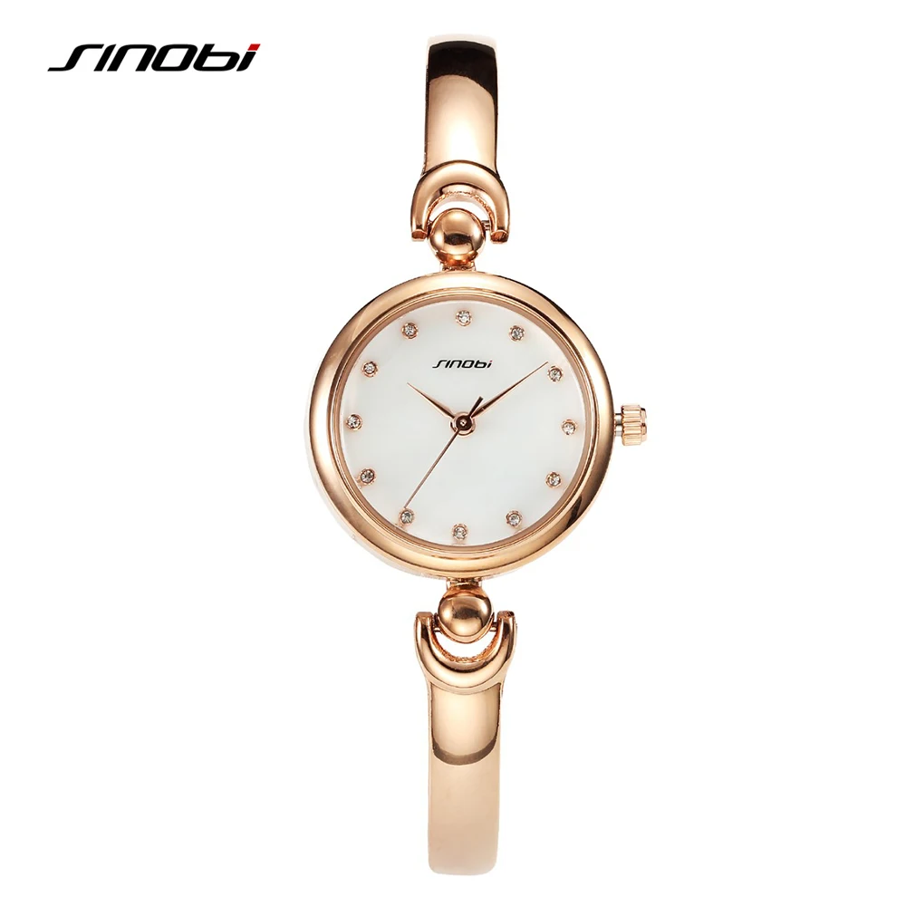 

SINOBI Rose Gold Watch Fashion Women Dress Watch Luxury Ladies Brand Wristwatches Women Quartz Watch Relogio Feminino SN48