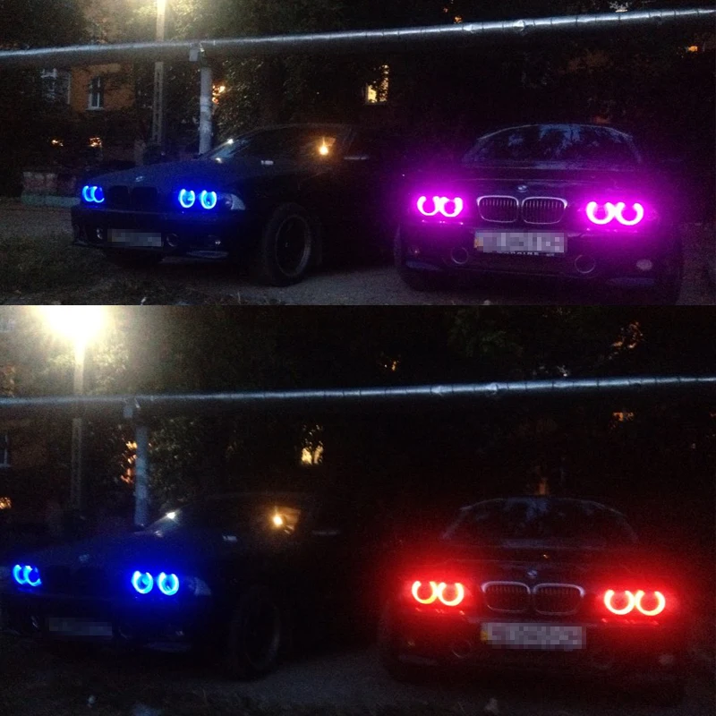 2 шт. светодиодный ангельские глазки для bmw e39 RGB многоцветный ИК-пульт дистанционного управления светодиодный Ангел Halo лампа для BMW E39 E53 E60 E61 E63 E64 E65 E66 X5