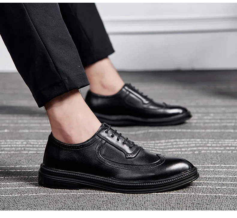 Новинка 2019 года; мужские оксфорды из натуральной кожи; модельные туфли; мужская повседневная обувь на плоской подошве с перфорацией типа