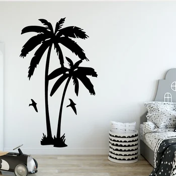 

Hot Sale Coconut Tree Plant Wall Sticker For Living Room Removable Vinyl Palm Trees Wall Decals For Nursery Room Decoration
