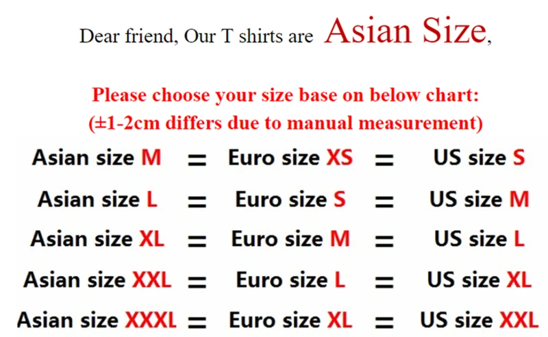 Asian Size Chart To Us