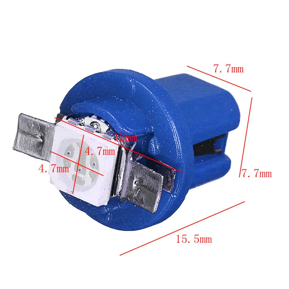 10 шт. T5 B8.5D 5050 1SMD светодиодный автомобильные лампы освещения приборов автомобильный внутренний сигнальный светильник 7 цветов белый желтый зеленый красный синий