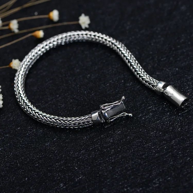 Новинка 925, тайский серебряный тяжелый мужской браслет, мужской браслет из серебра S925 пробы, браслет, мужские ювелирные изделия, подарок на день рождения, браслет с шармом