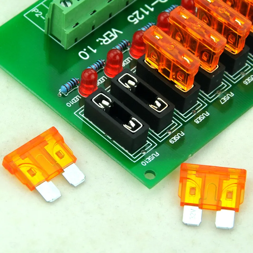 Electronics-Salon Panel Mount 10 Position Power Distribution Fuse Module Board For AC//DC 5~32V .