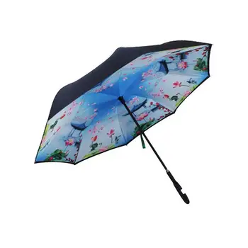 

Inverted Double Layer Reverse Umbrella Anti Splash UV Protection Vehicle Outdoor C Shaped Handle Handsfree Umbrella For Car