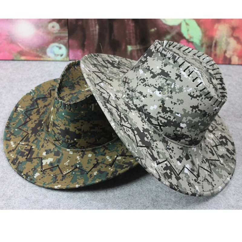 LUCKYLIANJI Модные мужские и женские камуфляжные замшевые ковбойские шляпы повседневные дорожные кепки с регулируемым ремешком 58 см