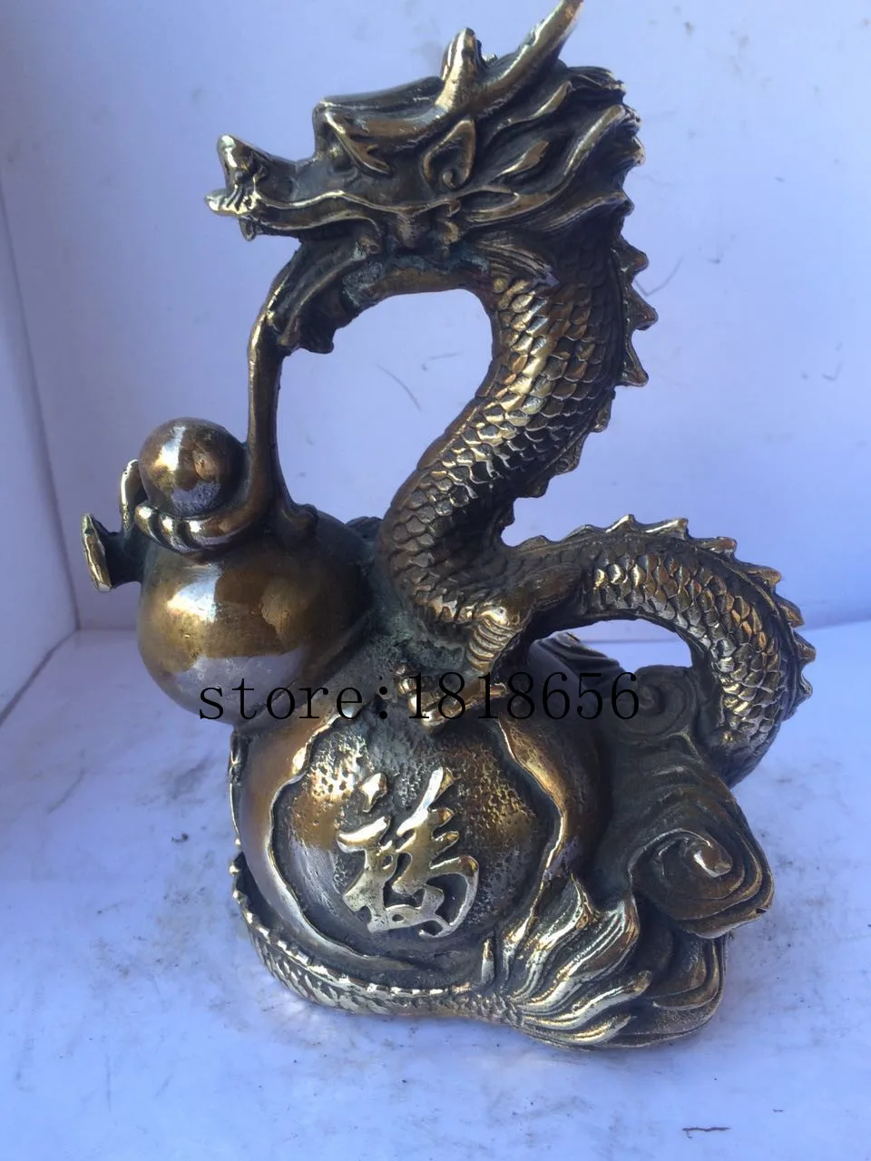 antique antiques chinese copper carre The zodiac dragon statuein