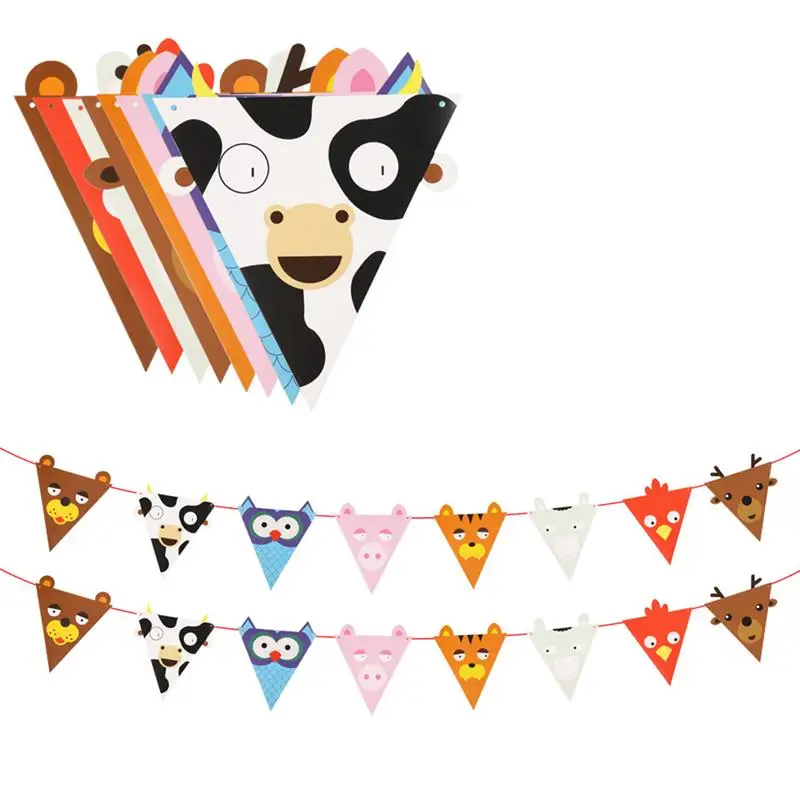 

1 Pc Creative Animal Banner Triangle Party Banner Bunting Pennant Garland For Festival Children Birthday Party Decoration