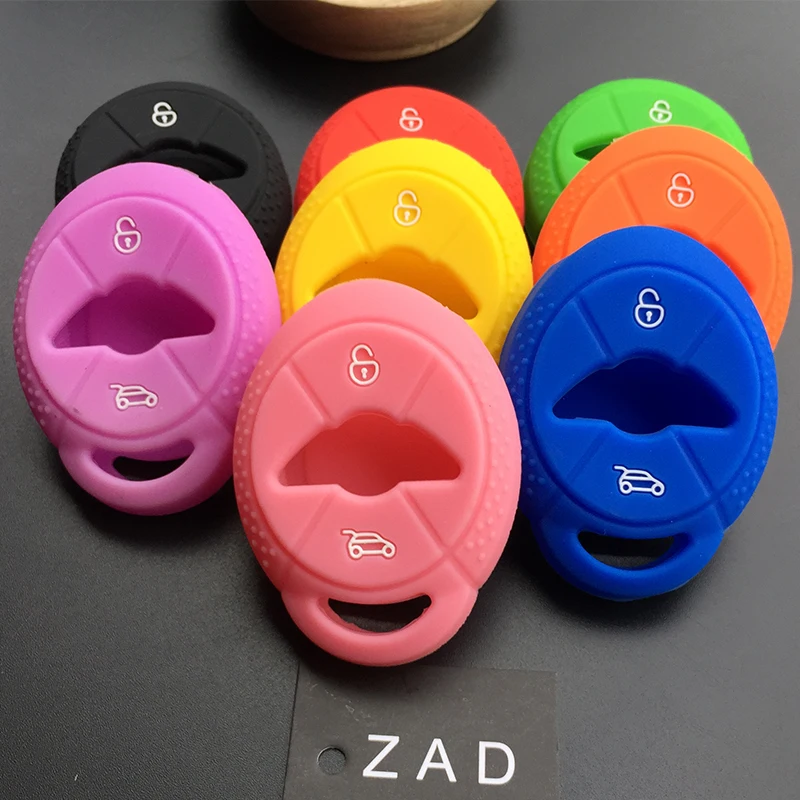 

ZAD Silicone car Key set Shell Fob Skin Case Cover for BMW Mini Cooper S R50 R53 Two 2 Buttons remote Repair Protect styling